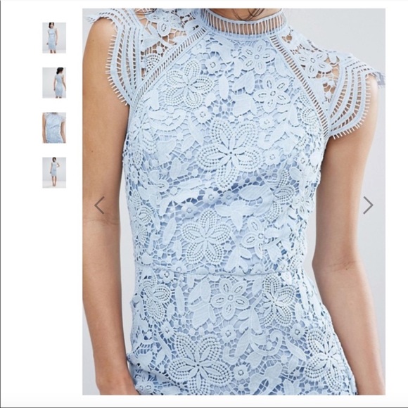 Chi Chi London Scallop Lace Pencil Dress | Size 4 Petite - Picture 3 of 7